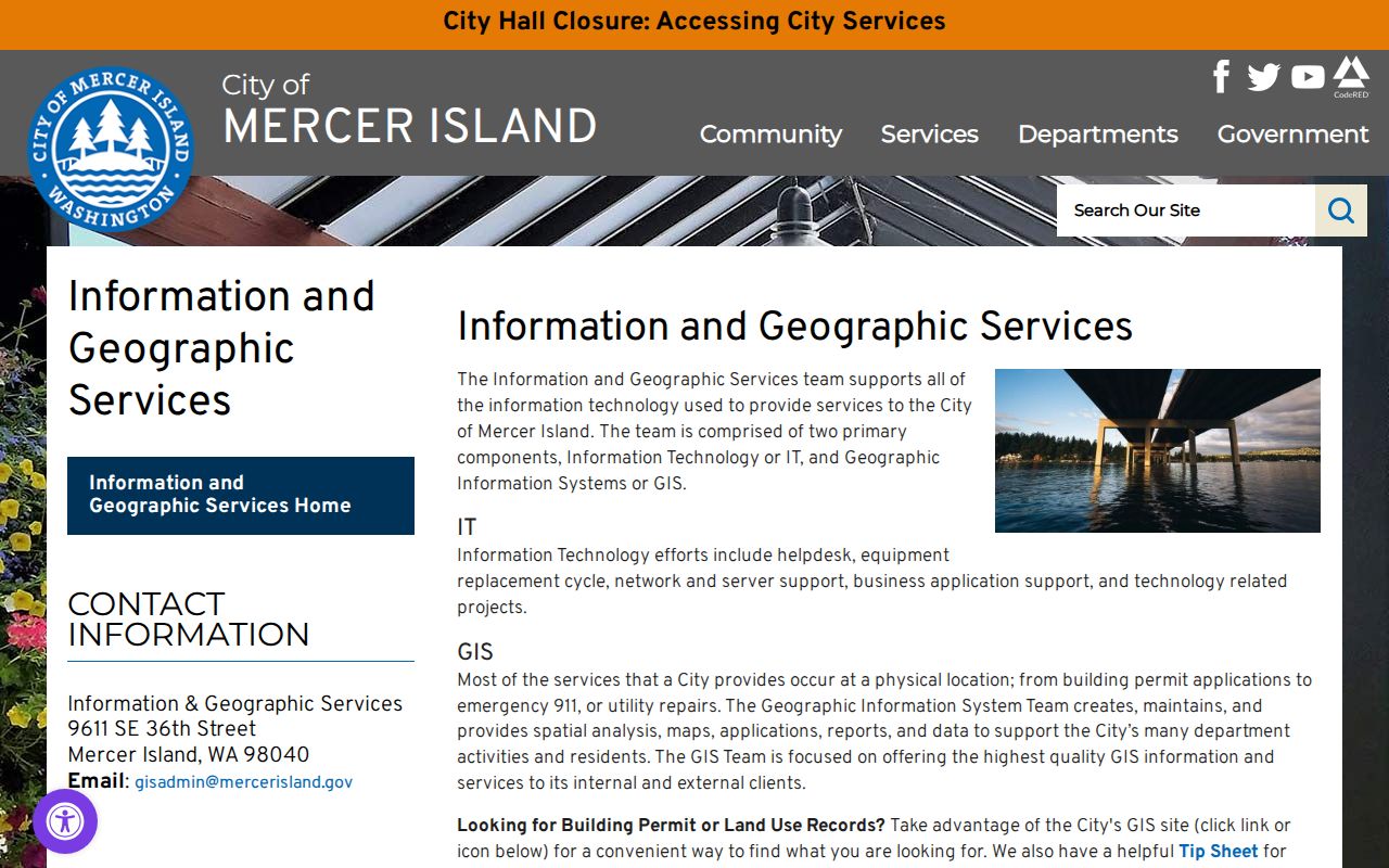 Mercer Island public records property and GIS portal