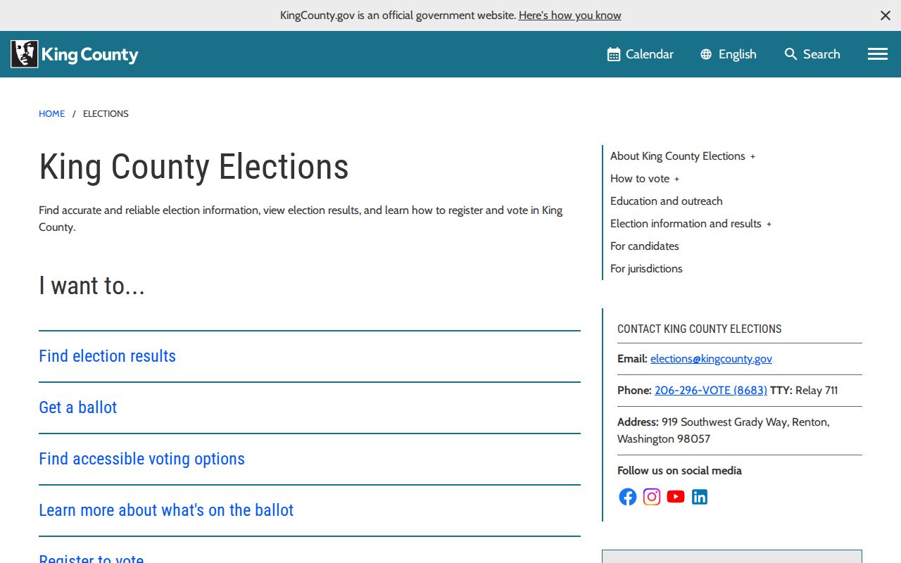 King County Elections services for Mercer Island voter registration